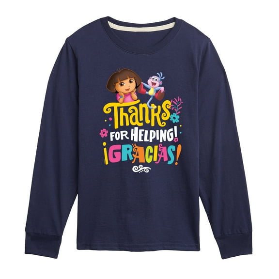 Dora The Explorer - Boots Thanks For Helping - Toddler And Youth Long Sleeve Graphic T-Shirt