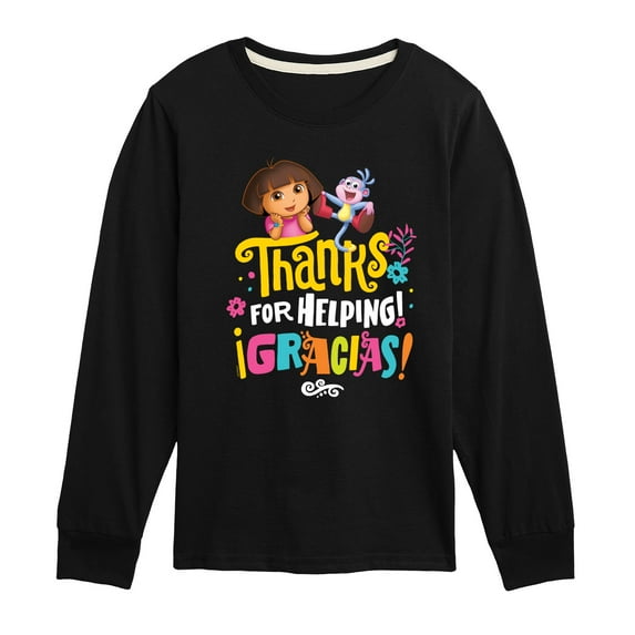 Dora The Explorer - Boots Thanks For Helping - Toddler And Youth Long Sleeve Graphic T-Shirt