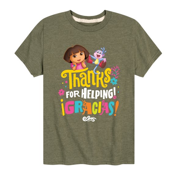 Dora The Explorer - Boots Thanks For Helping - Toddler And Youth Short Sleeve Graphic T-Shirt