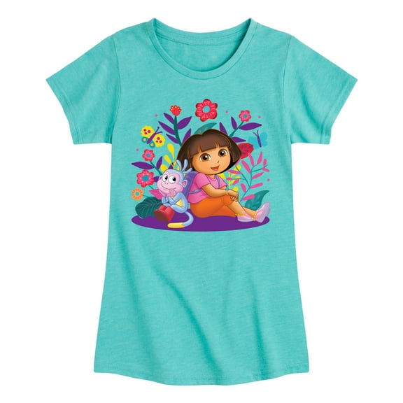 Dora The Explorer - Dora And Boots - Toddler And Youth Girls Fitted Short Sleeve Graphic T-Shirt