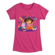 DORA THE EXPLORER - Dora And Boots - Toddler And Youth Girls Fitted Short Sleeve Graphic T-Shirt