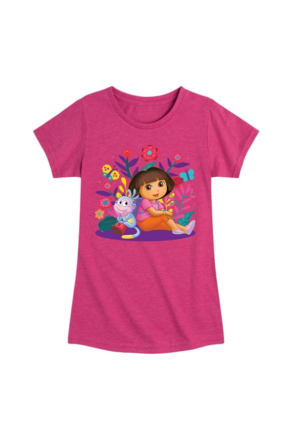 - Dora And Boots - Toddler And Youth Girls Fitted Short Sleeve Graphic T-Shirt