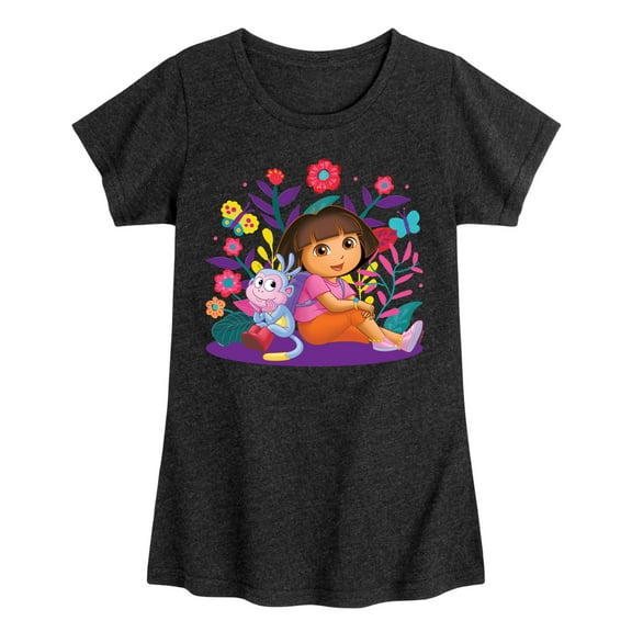 Dora The Explorer - Dora And Boots - Toddler And Youth Girls Fitted Short Sleeve Graphic T-Shirt
