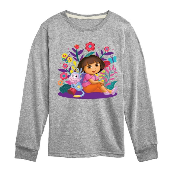 Dora The Explorer - Dora And Boots - Toddler And Youth Long Sleeve Graphic T-Shirt