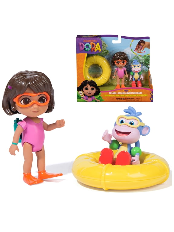 the Explorer, Splash-Splash Adventure Pack, with Dora & Boots Toy Figures & Accessories, for Kids 3 and up