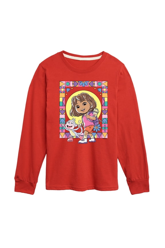 - Dora Boots - Youth Boys Long Sleeve Graphic T-Shirt