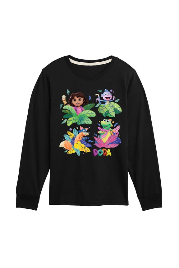 - Dora Leaves - Youth Boys Long Sleeve Graphic T-Shirt
