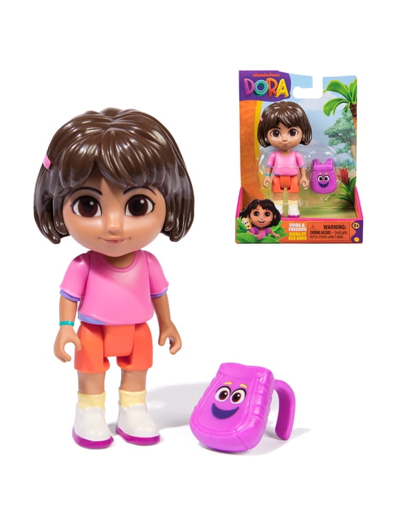 the Explorer, 3-inch Dora Toy Figure with Movable Head & Arms and Backpack Accessory, for Kids 3 and up
