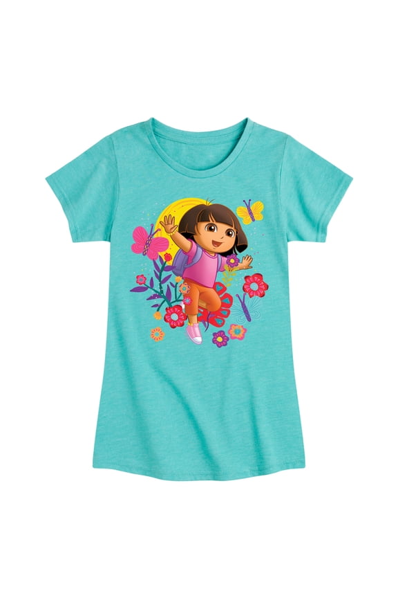 - Flowers And Butterflies - Toddler And Youth Girls Fitted Short Sleeve Graphic T-Shirt