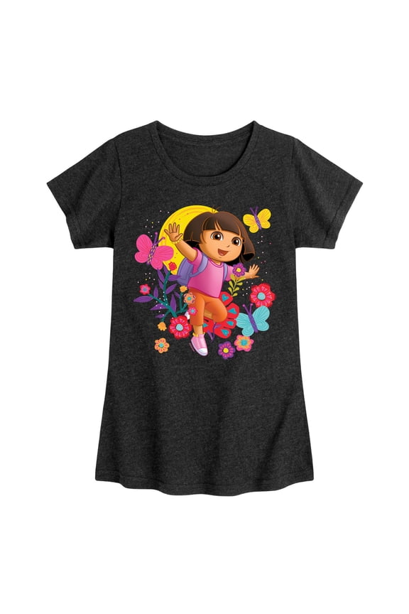 - Flowers And Butterflies - Toddler And Youth Girls Fitted Short Sleeve Graphic T-Shirt