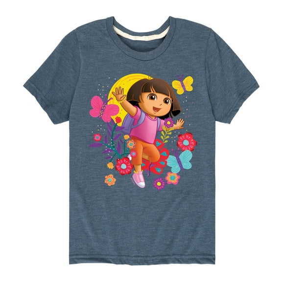 Dora The Explorer - Flowers And Butterflies - Toddler And Youth Short Sleeve Graphic T-Shirt