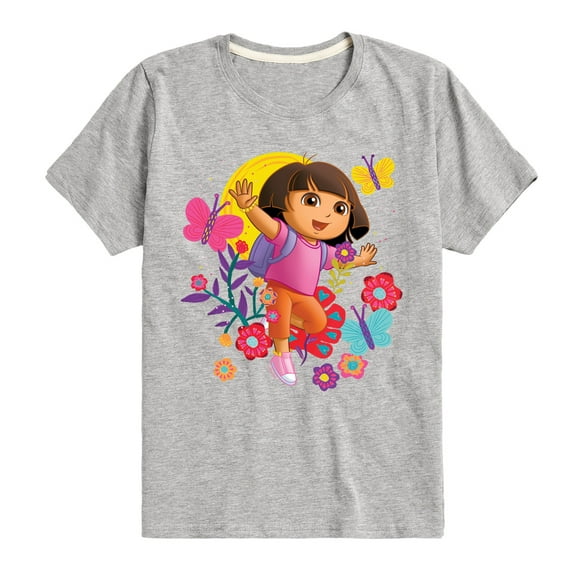 Dora The Explorer - Flowers And Butterflies - Toddler And Youth Short Sleeve Graphic T-Shirt