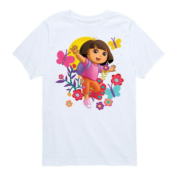 Dora The Explorer - Flowers And Butterflies - Toddler And Youth Short Sleeve Graphic T-Shirt