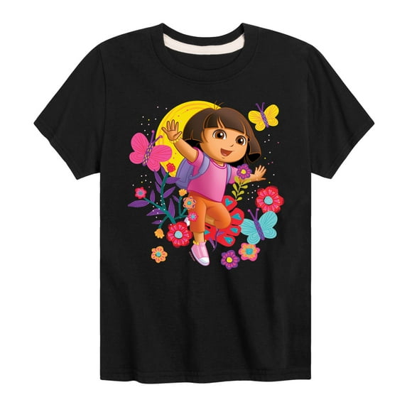 Dora The Explorer - Flowers And Butterflies - Toddler And Youth Short Sleeve Graphic T-Shirt