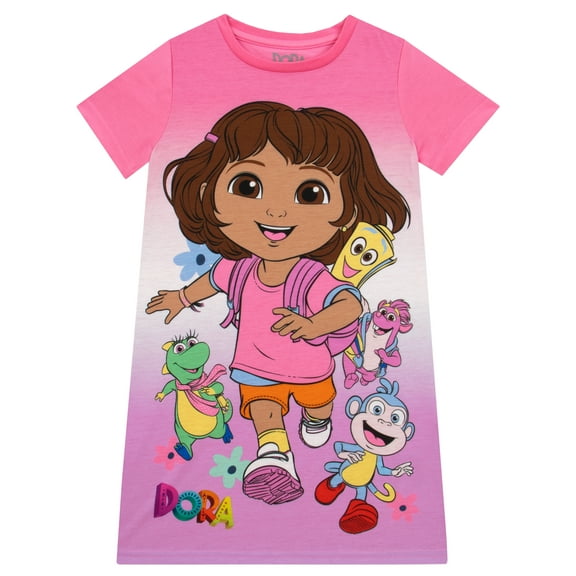 Dora The Explorer Girls Nightdress Pink Sizes 3T-8