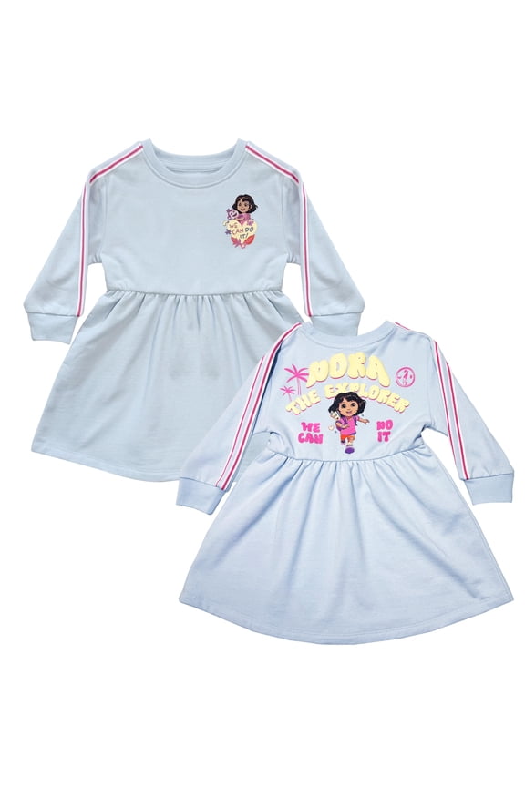Girls Puff Ink Long Sleeve Front & Back Toddler Dress