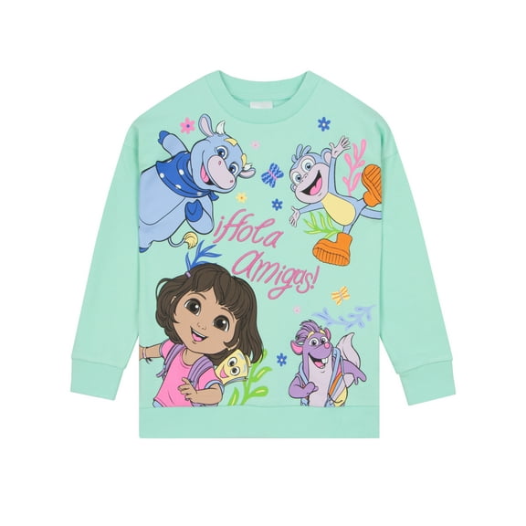 Dora The Explorer Girls Sweatshirt Green Sizes 3-8