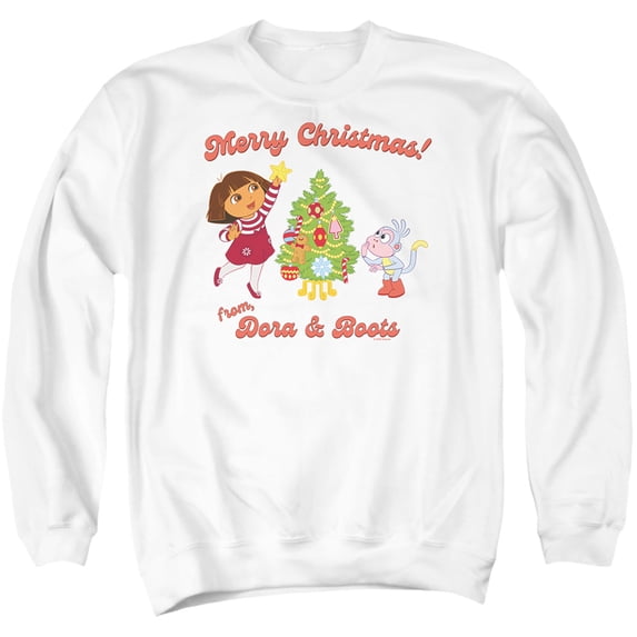 Dora The Explorer Happy Holidays From Dora And Boots Unisex Adult Crewneck Sweatshirt