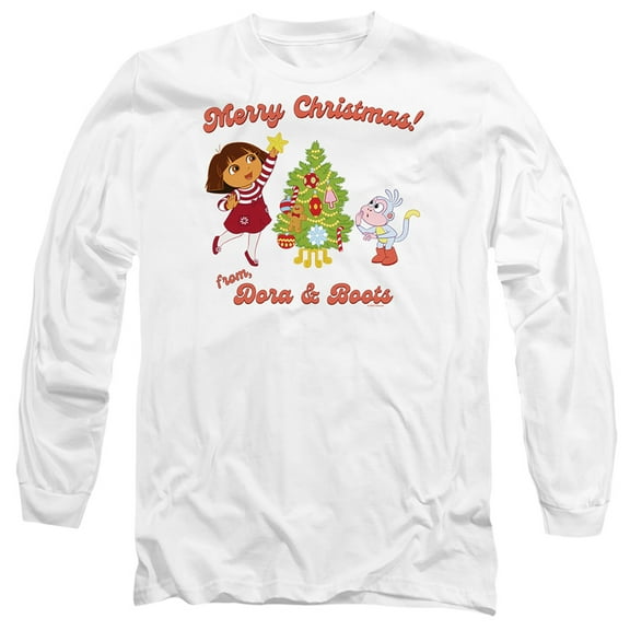Dora The Explorer Happy Holidays From Dora And Boots Unisex Adult Long-Sleeve T Shirt