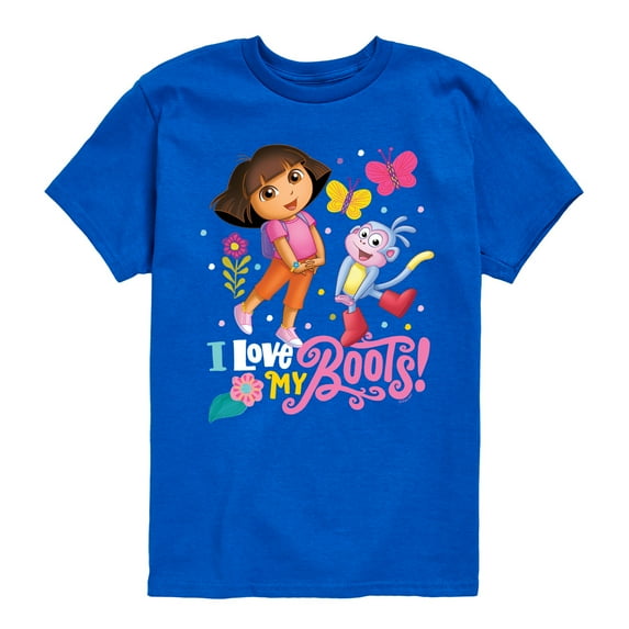 Dora The Explorer - I Love My Boots - Toddle And Youth Short Sleeve Graphic T-Shirt