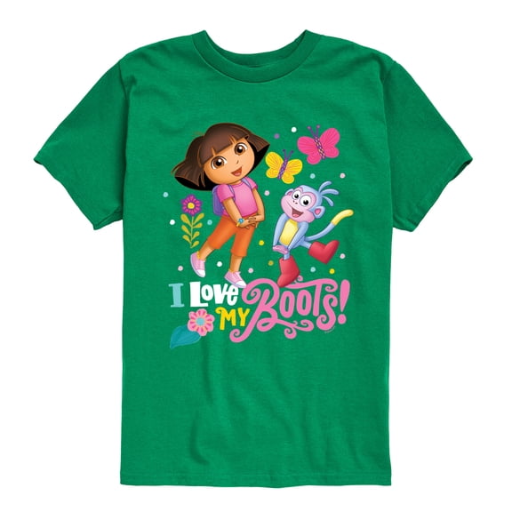 Dora The Explorer - I Love My Boots - Toddle And Youth Short Sleeve Graphic T-Shirt
