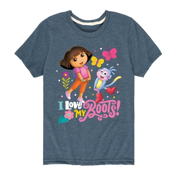 Dora The Explorer - I Love My Boots - Toddle And Youth Short Sleeve Graphic T-Shirt