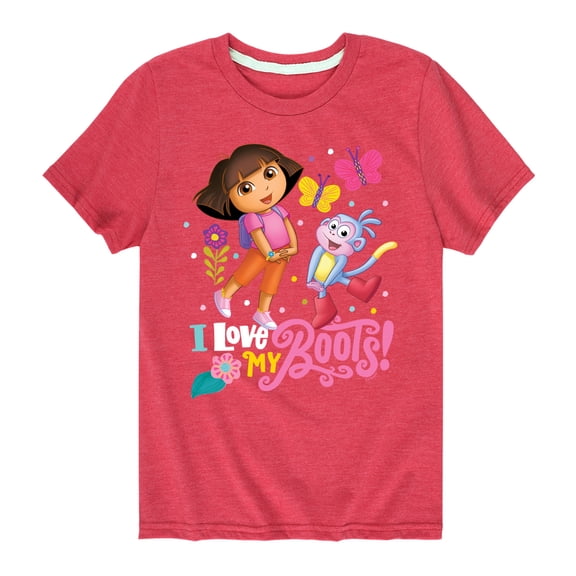 Dora The Explorer - I Love My Boots - Toddle And Youth Short Sleeve Graphic T-Shirt