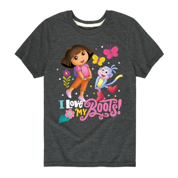 Dora The Explorer - I Love My Boots - Toddle And Youth Short Sleeve Graphic T-Shirt