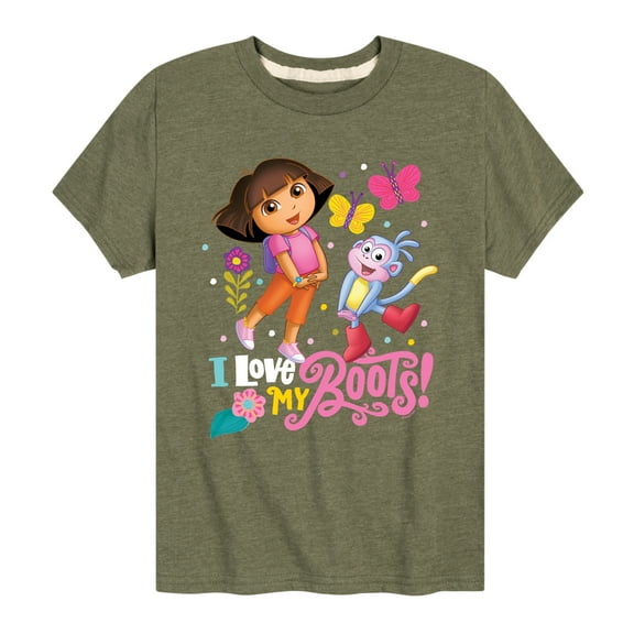 Dora The Explorer - I Love My Boots - Toddle And Youth Short Sleeve Graphic T-Shirt
