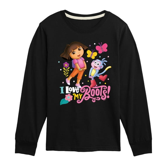 Dora The Explorer - I Love My Boots - Toddler And Youth Long Sleeve Graphic T-Shirt