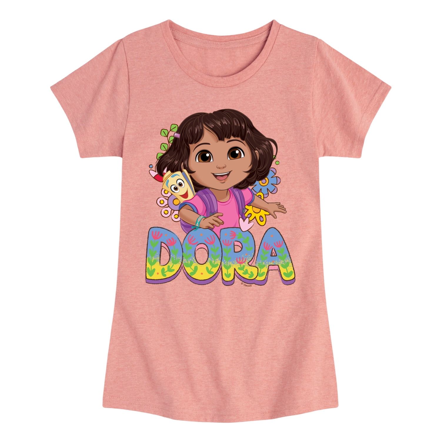 Dora The Explorer Logo Map And - Dora The Explorer Logo Map And Flowers Toddler And Youth Girls Fitted Short Sleeve Graphic T Shirt 249b5f93 Fd53 4389 8693 8105da45aab8.c21978a6c196cb735fbfb685b2749edd