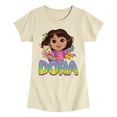 thumbnail image 1 of Dora The Explorer - Logo Map And Flowers - Toddler And Youth Girls Fitted Short Sleeve Graphic T-Shirt, 1 of 4
