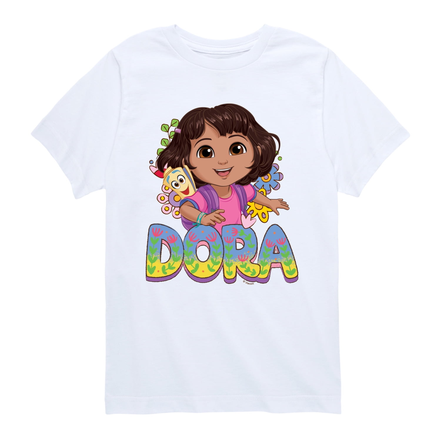 Dora The Explorer Logo Map And - Dora The Explorer Logo Map And Flowers Toddler And Youth Short Sleeve Graphic T Shirt 834f993e 4f18 427e B425 0b8f49e9cfa6.f7932d45d8e9734bb0bca13d9aa982a0