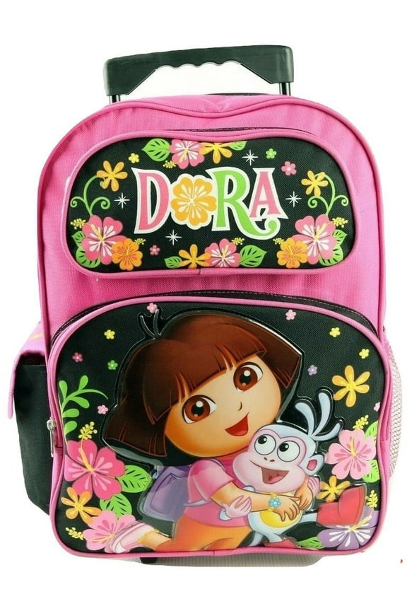 NICK. JR Flowers Backpack, Large Rolling, Black  (16")