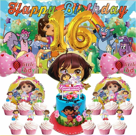 Dora The Explorer Party Supplies Decor 16th Kit Balloons Birthday Cake Topper Banner Backdrop Decorations