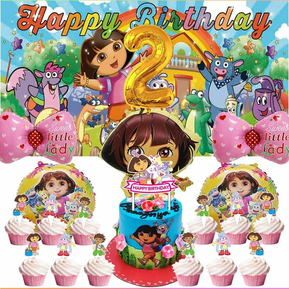 Dora The Explorer Party Supplies Decor 2nd Kit Balloons Birthday Cake Topper Banner Backdrop Decorations