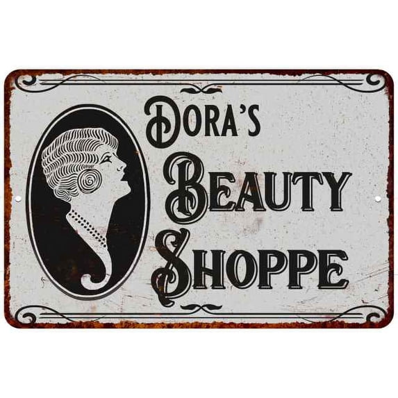 Dora's Beauty Shoppe Chic Sign Vintage Decor 8x12 Metal Sign 108120021252