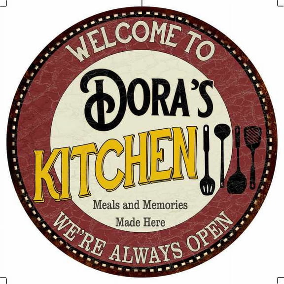 Dora's Kitchen 14" Round Metal Sign Bar Game Room Wall Decor 100140040251