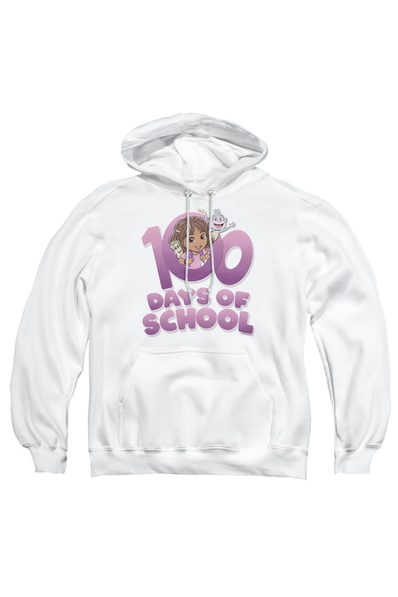 100 Days Adult Pull-Over Hoodie, White, Small