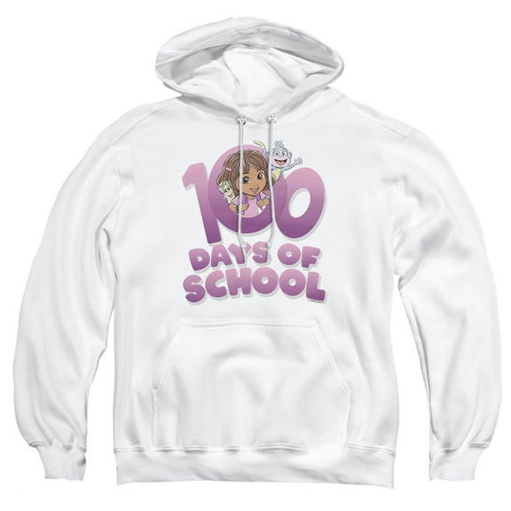 Dora the Explorer 100 Days Adult Pull-Over Hoodie, White, X-Large
