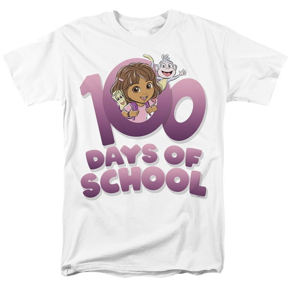 Dora the Explorer 100 Days Unisex Adult T Shirt, White, 2X-Large