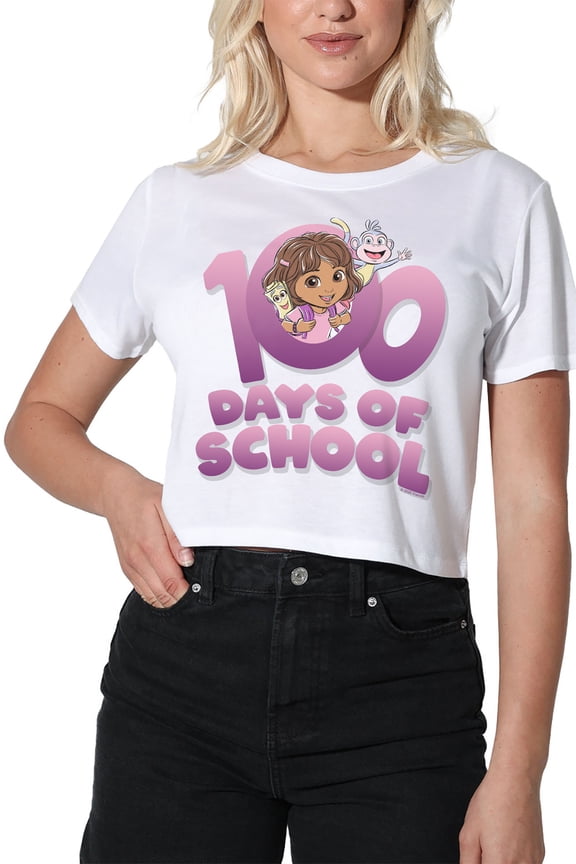 100 Days Women's Crop Top T-Shirt, White, Large