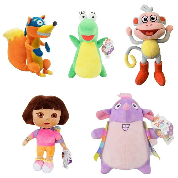 Dora the Explorer 5 Pc Plush Set, 12 in, Boots, Swiper, Isa, Tico, Squirrel