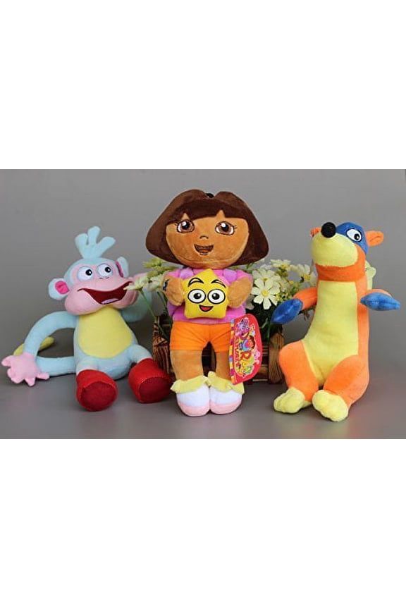 Dora the Explorer Boots Monkey Swiper Fox Dora 9-10 Inch Toddler Stuffed Plush Kids Toys 3 Pcs/set by kidsheaven