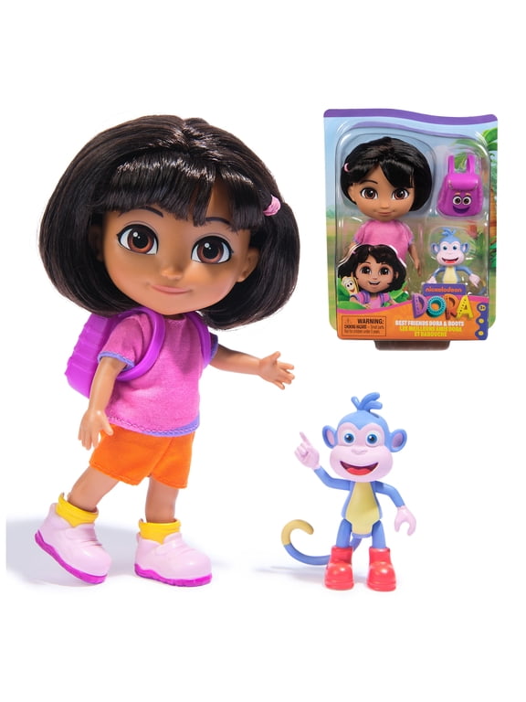 the Explorer, Best Friends Dora & Boots Set, 6-inch Doll, Boots Figure & Accessories for Kids 3 and up