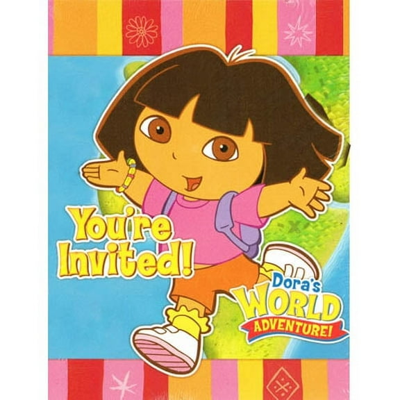 Dora the Explorer 'Dora's World Adventure' Invitations and Thank You Notes w/ Envelopes (8ct ea.)