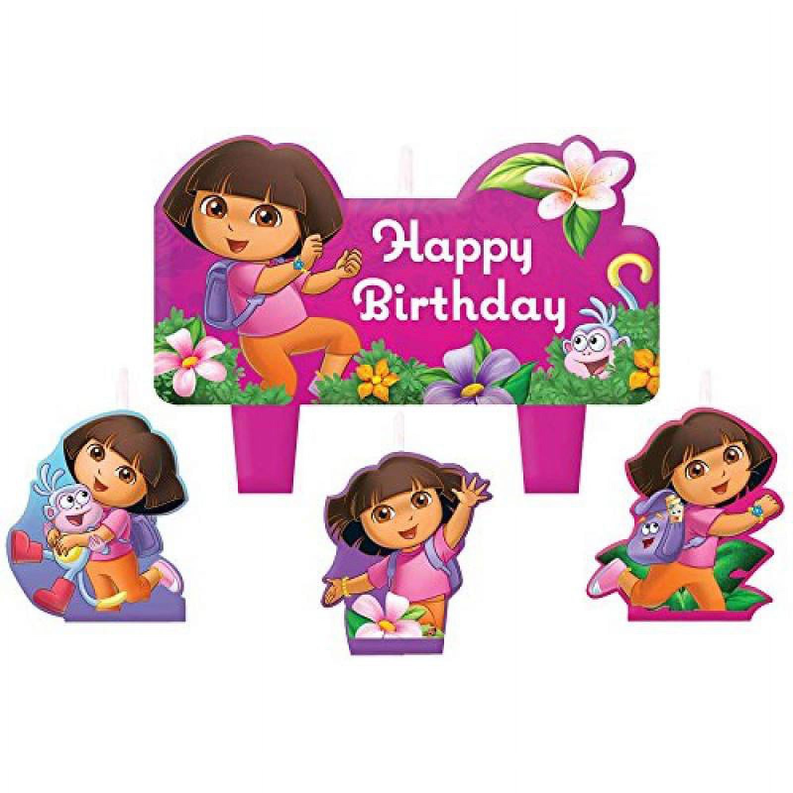 Dora the Explorer 'Flower Adventure' Mini Molded Cake Candles (4pc) - image 1 of 3