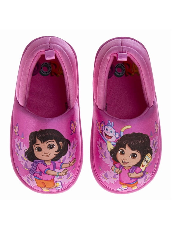 The Explorer Girls Slippers, Plush Non, Slip Comfy Fluffy Comfort Indoor House Slippers (Toddler Little Kid), Pink, Size: 7-8