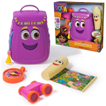 Dora the Explorer, My Adventure Backpack, with Collectible Map, Toy Binoculars & Compass, for Kids 3 and up