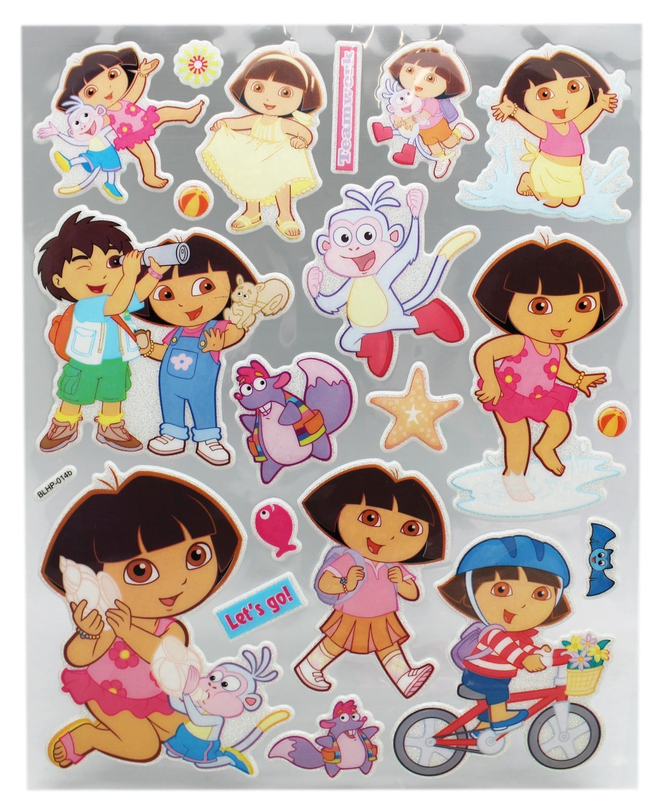 Dora the Explorer Sparkly Raised 3D Vinyl Kids Sticker Sheet (13 ...